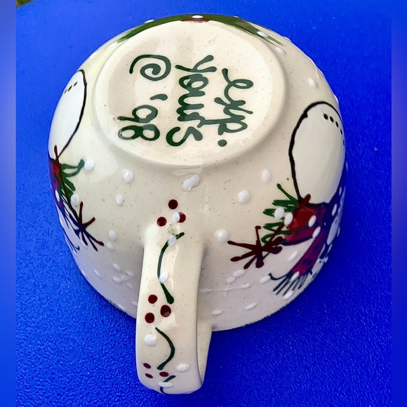 1998 Vintage Expressly Yours Green Sponge Trim Snowman Plate & Mug Set - Picture 3 of 12